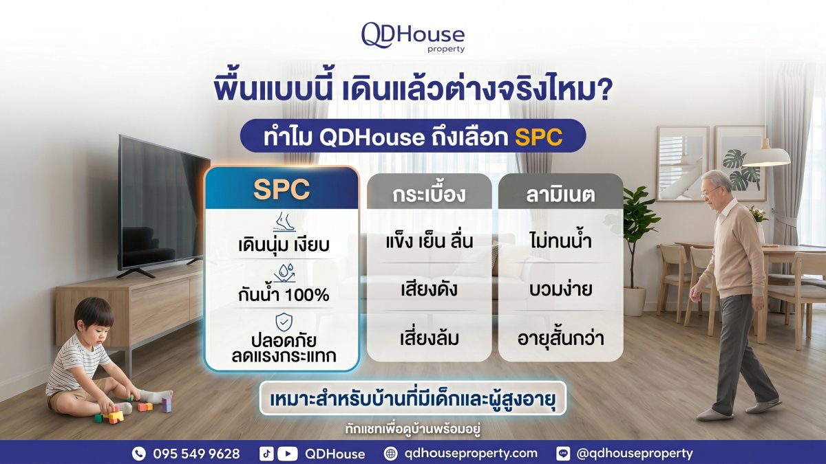 พื้นแบบนี้ เดินแล้วต่างจริงไหม? ทำไม QDHouse ถึงเลือกใช้พื้น SPC