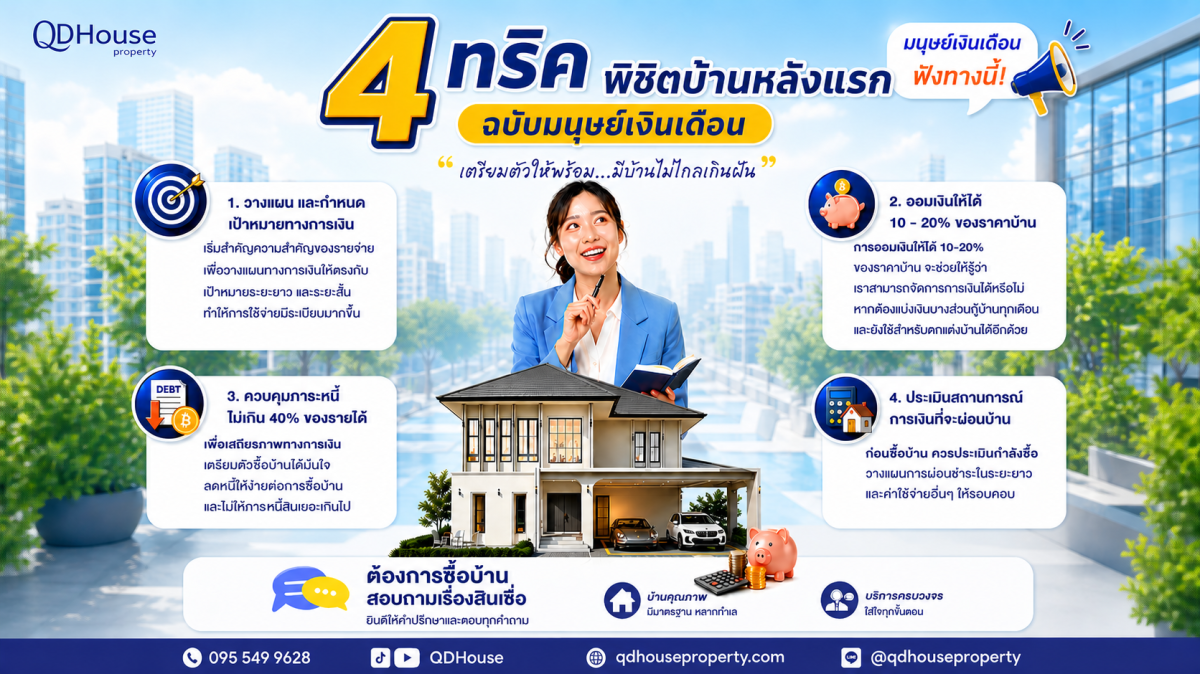 4 ทริคซื้อบ้านหลังแรกสำหรับมนุษย์เงินเดือน | วางแผนกู้บ้านให้ผ่านง่าย